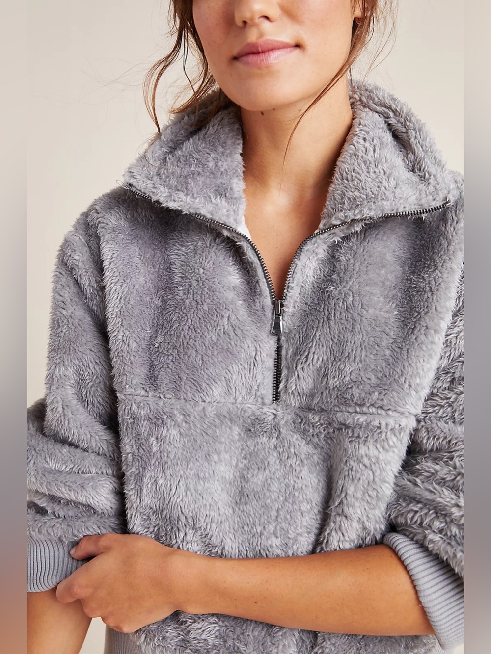 NWOT Duray Sherpa Pullover Gray Size Medium